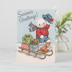 Agradecimiento Tarjeta de Navidad de muñeco de nieve caprichoso v