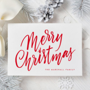 Agradecimiento Tarjeta de navidad de navidad con la mano de la mo