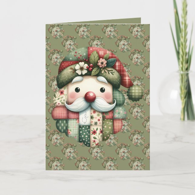Agradecimiento Tarjeta de Navidad de Papá Noel con parches capric (Anverso)