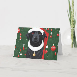 Agradecimiento Tarjeta de Navidad de Perro Negro con Sombrero Div
