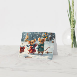 Agradecimiento Tarjeta de Navidad de Ratones Adorables
