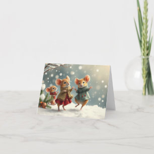 Agradecimiento Tarjeta de Navidad de Ratones Adorables