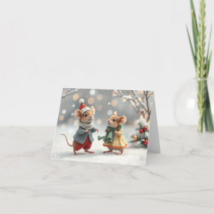 Agradecimiento Tarjeta de Navidad de Ratones Lindos
