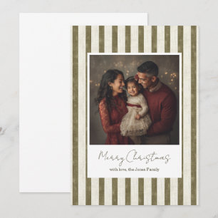 Agradecimiento Tarjeta de Navidad de rayas verdes vintage - 1 fot
