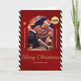 Agradecimiento Tarjeta de Navidad de un solo tipo con perro 5 x 7