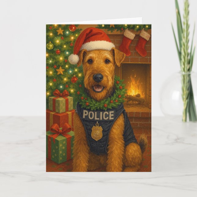 Agradecimiento Tarjeta de Navidad del Airedale Terrier (Anverso)