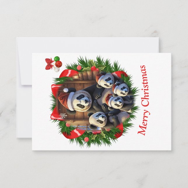 Agradecimiento tarjeta de Navidad del oso panda (Anverso)