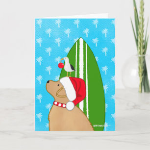 Agradecimiento Tarjeta de Navidad del perro de la tabla de surf d