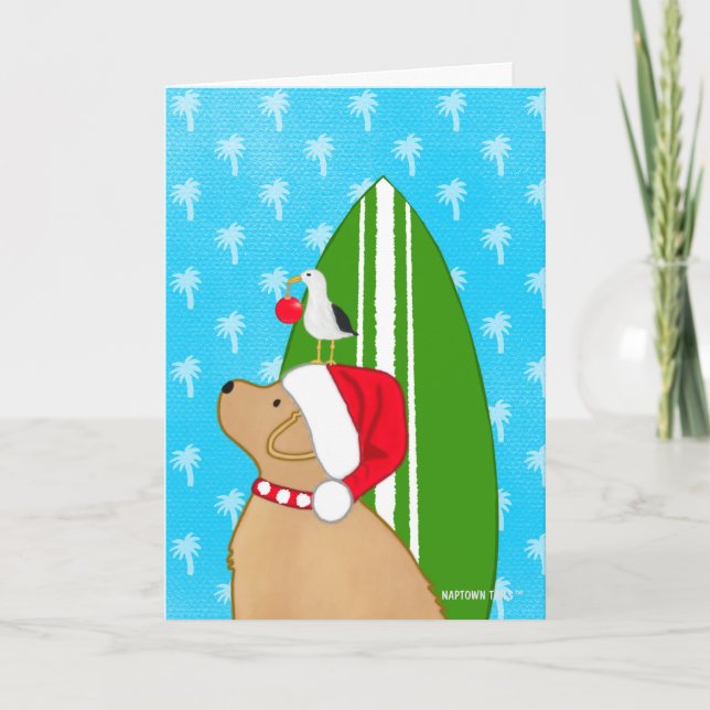 Agradecimiento Tarjeta de Navidad del perro de la tabla de surf d (Anverso)