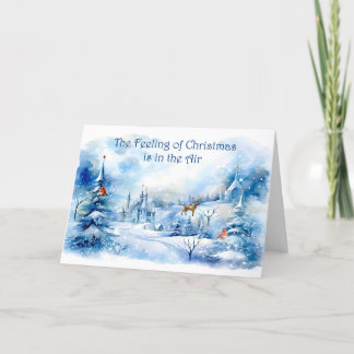 Agradecimiento Tarjeta de navidad en escena de Nieve Azul