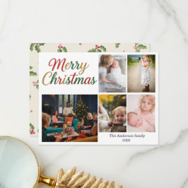 Agradecimiento Tarjeta de Navidad Festiva Divertida 5 Fotos
