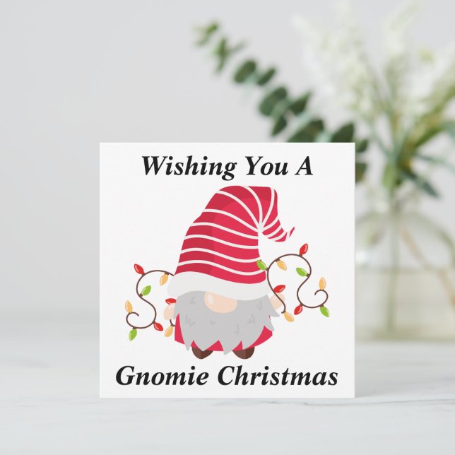 Agradecimiento Tarjeta de Navidad Gnome (Anverso de pie)