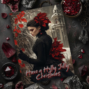 Agradecimiento Tarjeta de Navidad Gótica Holly Jolly