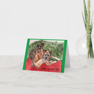 Agradecimiento Tarjeta de navidad inspiradora Boxer de pintura ac