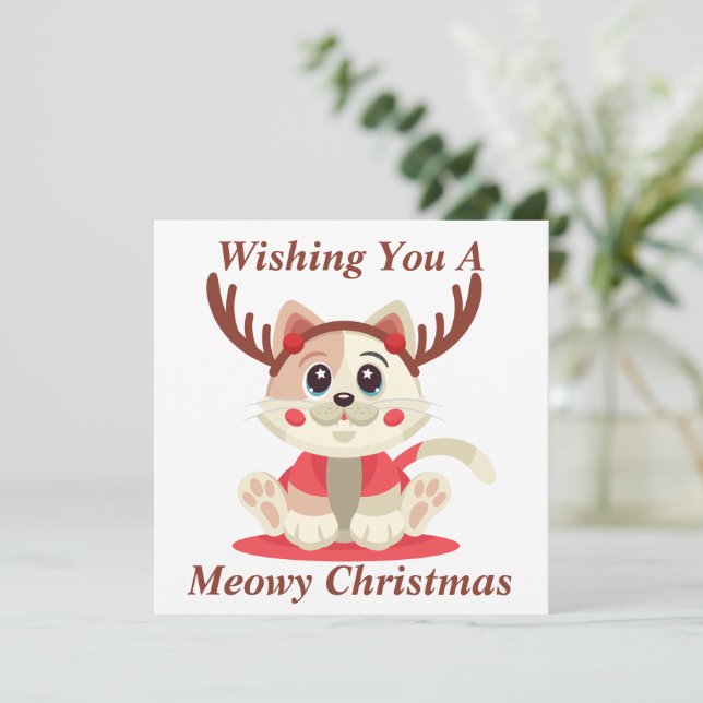 Agradecimiento Tarjeta de Navidad Meowy (Anverso de pie)