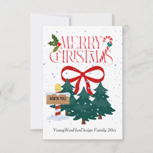 Agradecimiento Tarjeta de navidad personalizada de la cinta roja