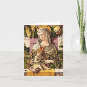 Agradecimiento Tarjeta de Navidad Religiosa Antigua de la Madonna