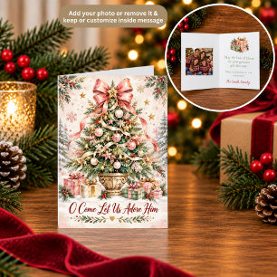 Agradecimiento Tarjeta de Navidad rosa 'Venid, adorémosle'