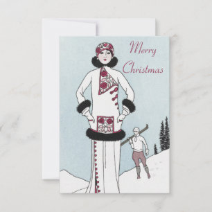 Agradecimiento Tarjeta de Navidad Vintage Snow Queen