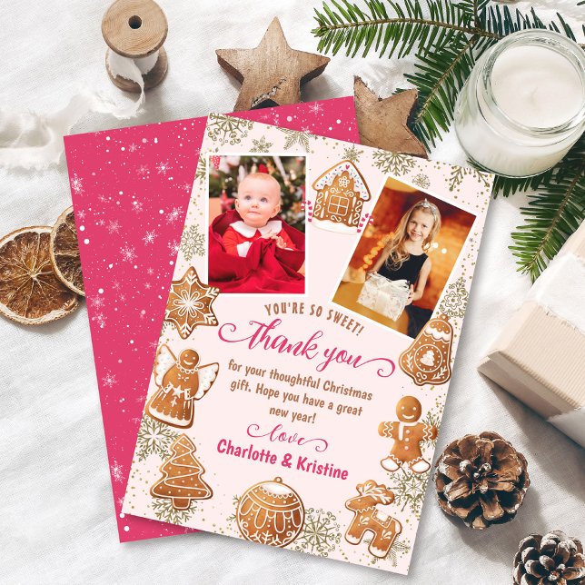 Agradecimiento Tarjeta de Navidad y Fiesta de Navidad Pink Ginger (Subido por el creador)