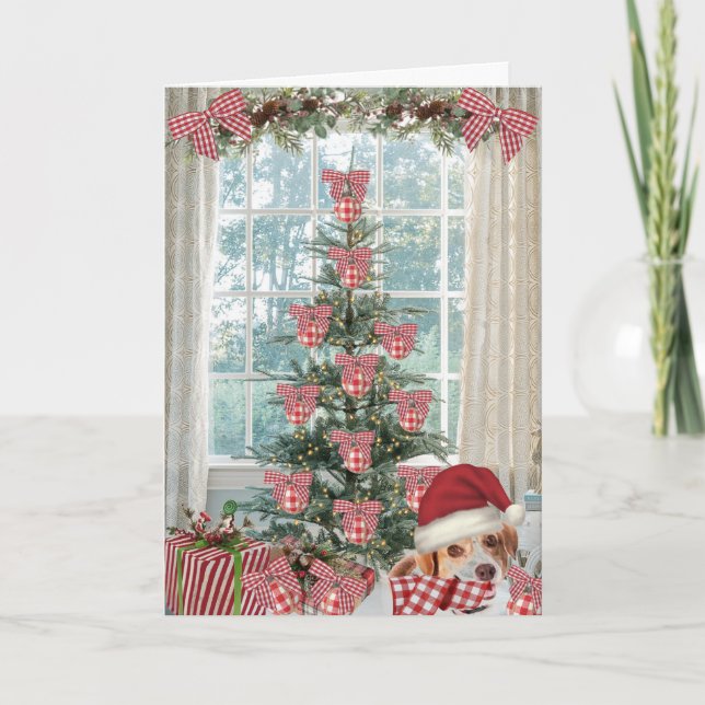 Agradecimiento Tarjeta de navidades con perro beagle lindo (Anverso)