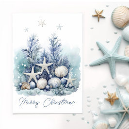 Agradecimiento Tarjeta de Navidades costeros personalizada