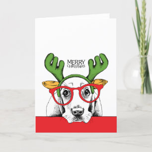 Agradecimiento Tarjeta de Navidades Cute Basset Hound
