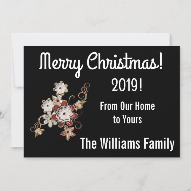 Agradecimiento Tarjeta de Navidades de ángeles, joyas y flores es (Anverso)