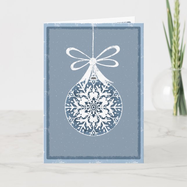 Agradecimiento Tarjeta de Navidades de Bow con ornamento de Snowf (Anverso)