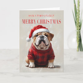 Agradecimiento Tarjeta de Navidades de bulldog en inglés