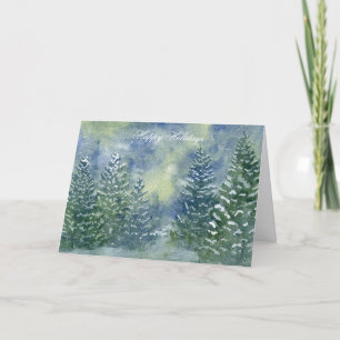 Agradecimiento Tarjeta de Navidades de color de agua de bosque de