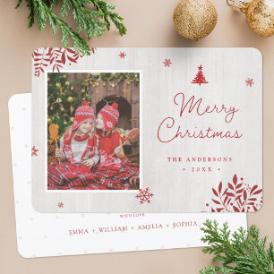 Agradecimiento Tarjeta de Navidades de foto de hojas rojas rusas 