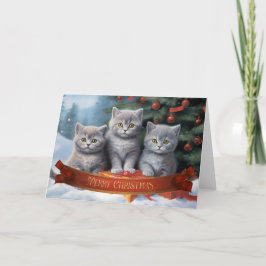 Agradecimiento Tarjeta de navidades de gatitos de acorazado britá