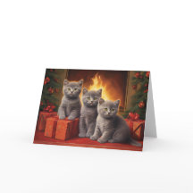Tarjeta de navidades de gatitos de acorazado britá