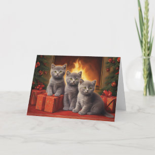 Agradecimiento Tarjeta de navidades de gatitos de acorazado britá