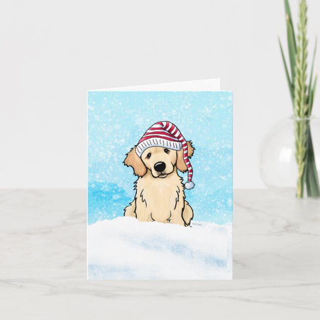 Agradecimiento Tarjeta de Navidades de Golden Retriever (Anverso)