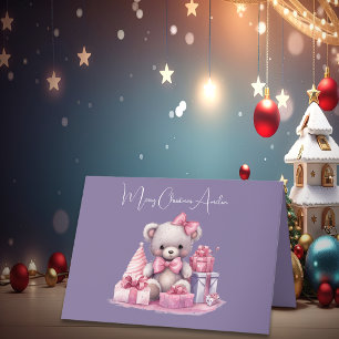 Agradecimiento Tarjeta de Navidades de la hija de peluche rosa