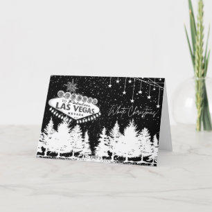 Agradecimiento Tarjeta de Navidades de Las Vegas en blanco y negr