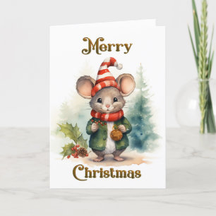 Agradecimiento Tarjeta de Navidades de ratón festivos caprichosos
