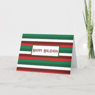Agradecimiento Tarjeta de Navidades de rayas rojas y verdes