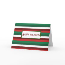 Tarjeta de Navidades de rayas rojas y verdes