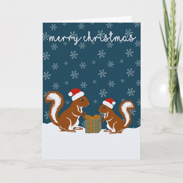 Agradecimiento Tarjeta de Navidades de regalo de ardilla (Anverso)