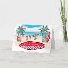 Agradecimiento Tarjeta de Navidades de Surf Board de Hawái