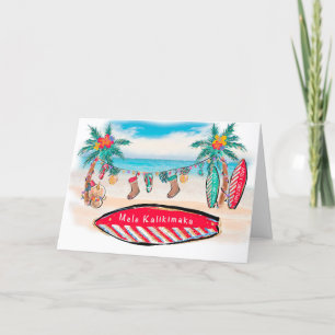 Agradecimiento Tarjeta de Navidades de Surf Board de Hawái