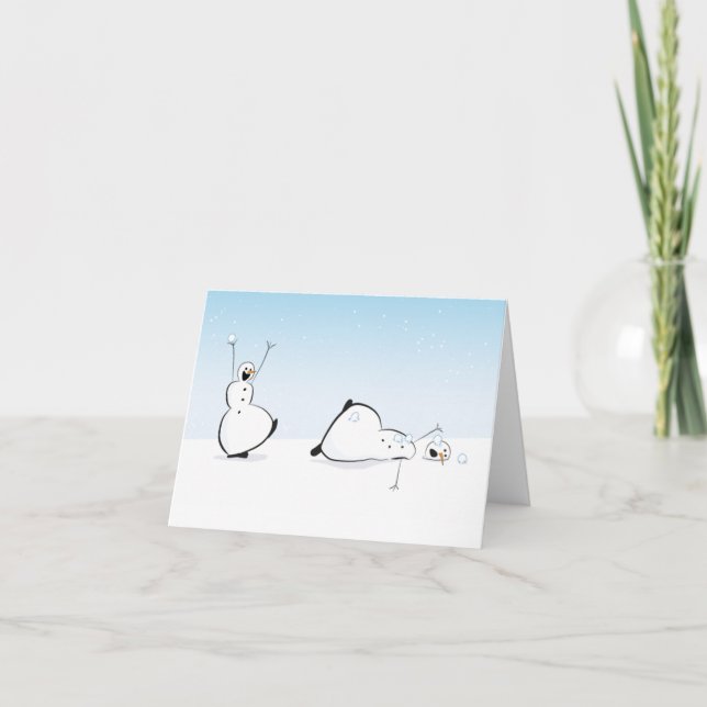 Agradecimiento Tarjeta de Navidades festivos Snowman - b/w (Anverso)