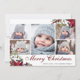 Agradecimiento Tarjeta de Navidades FOTOGRÁFICOS Red Poinsettia F