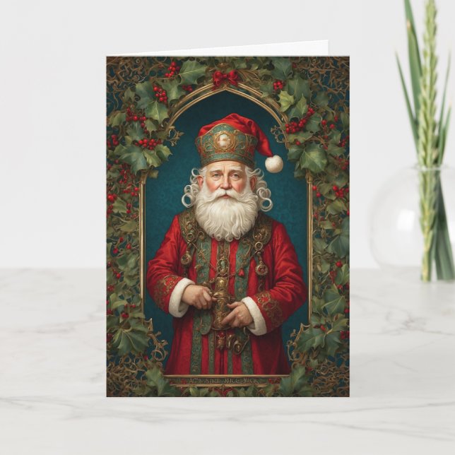 Agradecimiento Tarjeta de Navidades Ornate Victorian Old St. Nick (Anverso)
