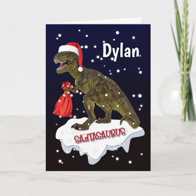 Agradecimiento Tarjeta de Navidades personalizados de dinosaurios (Anverso)