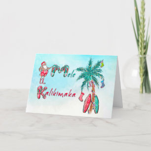 Agradecimiento Tarjeta de Navidades Santa de Hawái