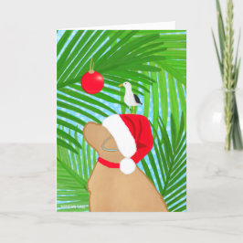 Agradecimiento Tarjeta de Navidades Tropical de Perro Dorado Sant